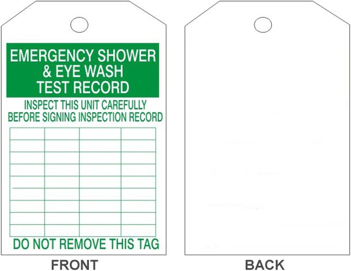 Emergency Shower And Eye Wash Test Record VT201 Vinyl Tag