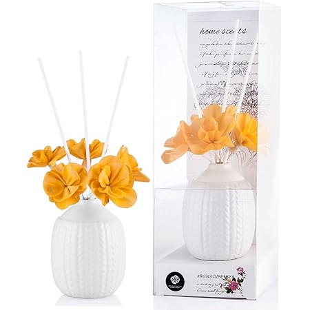 Amazon パステルカラー ルームフレグランス 芳香剤 アロマ スティック リードディフューザー 花 黄色 香り きんもくせい Candd リードディフューザー