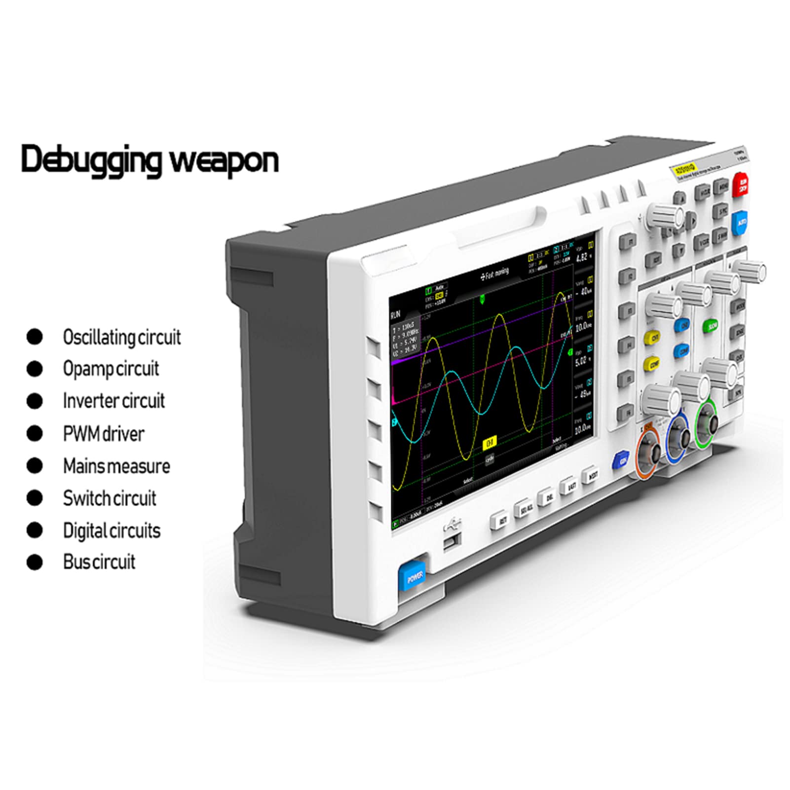 BuyWeek Digitales Oszilloskop, 2 in 1 Zwei Kanal Eingang Signalgenerator 100MHz 1GSa/s LCD Anzeige Digital Oszilloskop mit USB Schnittstelle