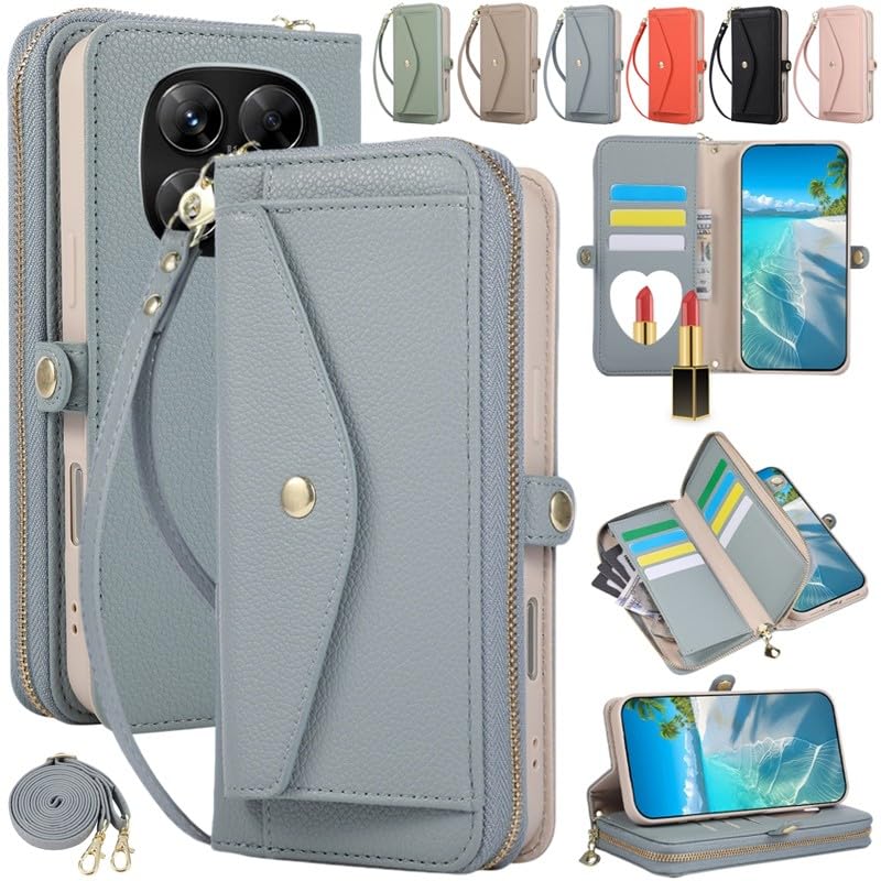 Coque Xiaomi 12T / 12T Pro zippée tout-en-un, étui de protection orange à sangle - 2