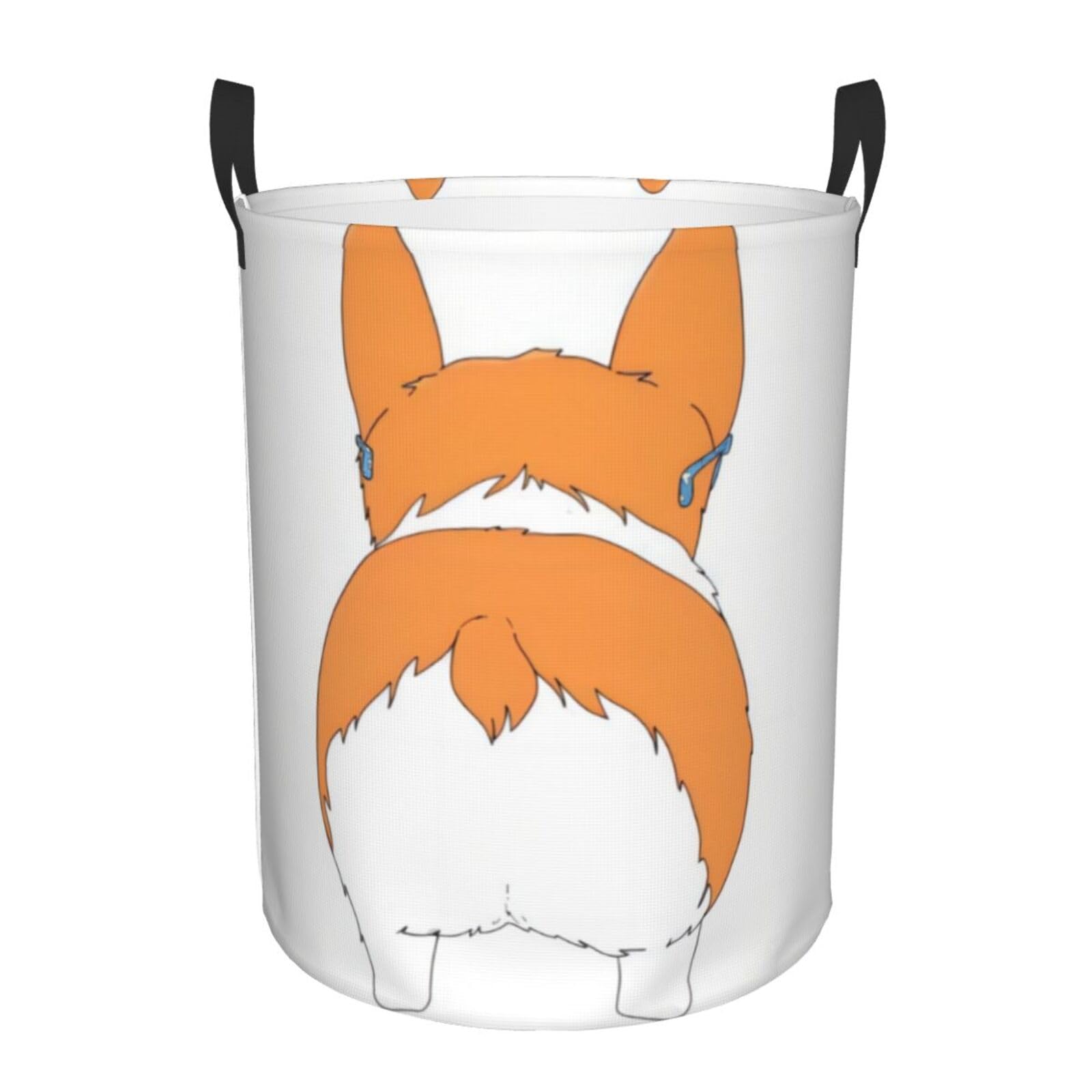 M Circular Hamper Funny Corgi Butt Brown Print Storage Basket for Home
