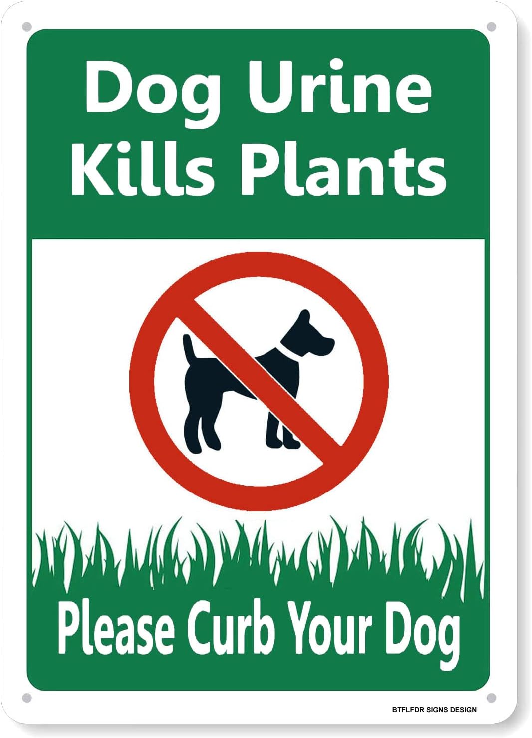 BTFLFDR Aluminum Dog Urine Kills Plants Sign, 8"x12" Please Curb Your Dog Sign