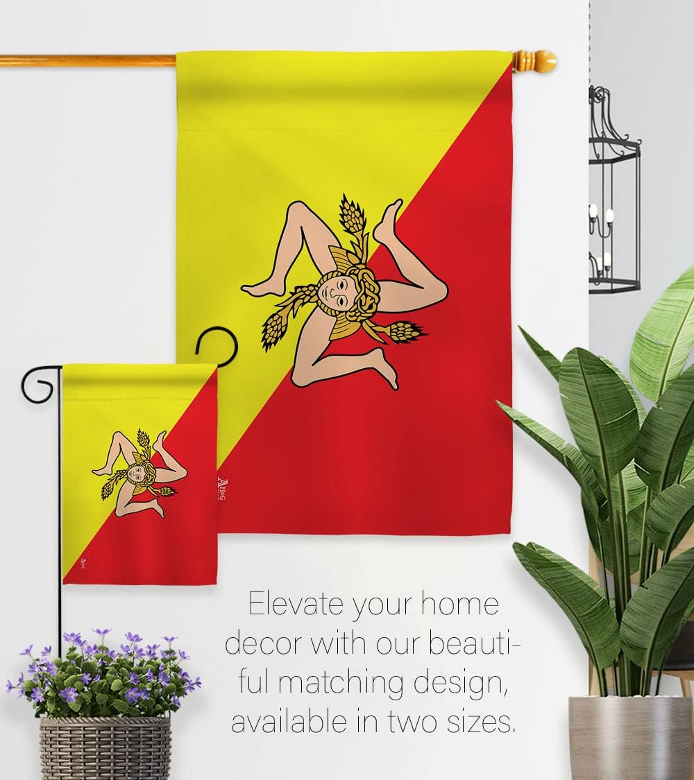 Sicily Garden Flag - Regional Nationality Nation International World Country Particular Area - House Decoration Banner Small Yard Gift Double-Sided Made In USA 13 X 18.5