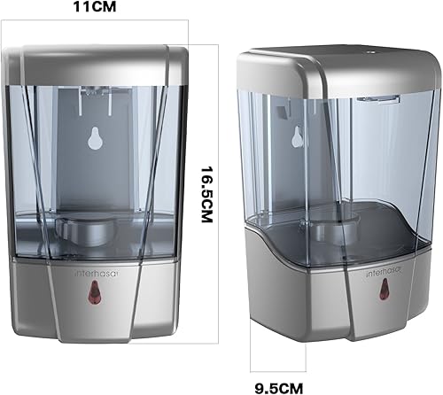 Miniatura 8 de interhasa! Dispensador de jabón, dispensador de desinfectante de manos sin contacto para montaje en pared, 20.3 fl oz, dispensador automático de
