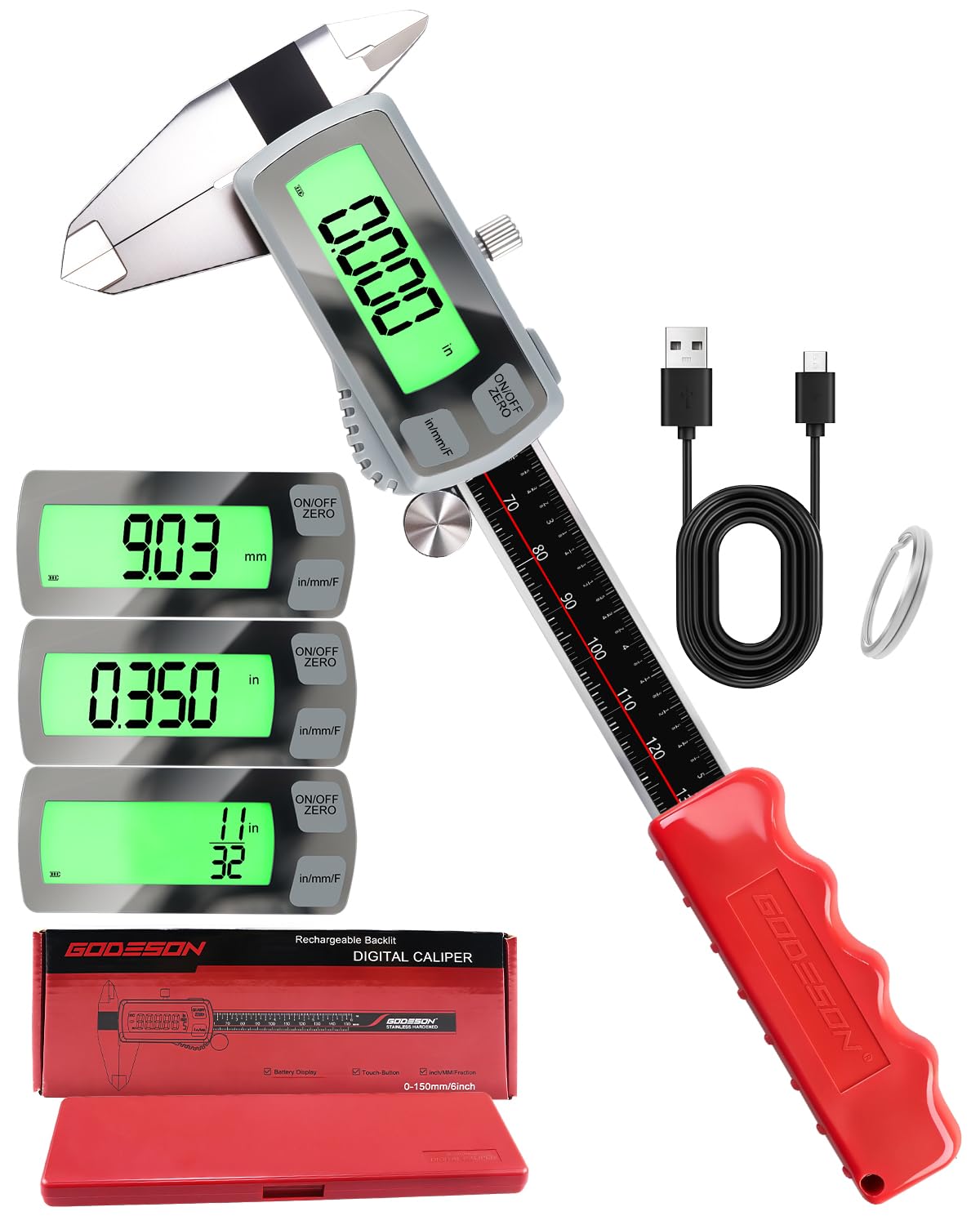 GODESON Digital Caliper - USB-C Rechargeable -1