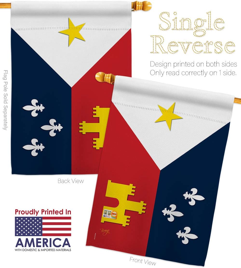Acadiana House Flag Dowel Set Americana States USA American Territories Republic Country Particular Area Small Decorative Gift Yard Banner Made In 28 X 40
