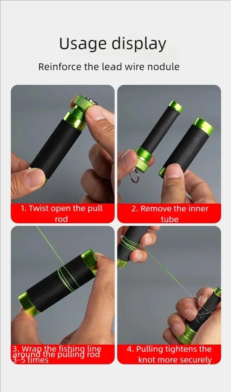 3-pcs Aluminum Alloy Line Puller for Lure Fishing, Knot Tying & Hook Remover, Rubber Anti-Slip Line Protection Fishing Tool