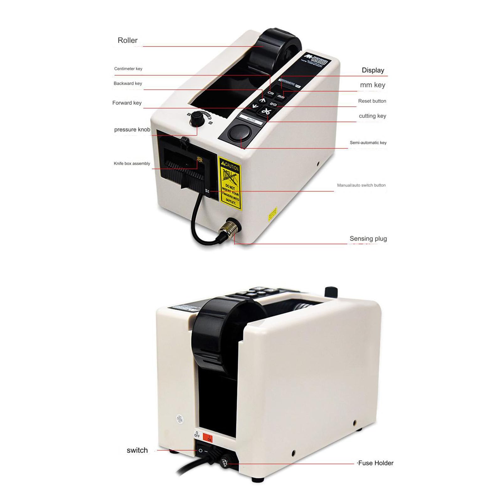 Macchina taglia-nastro, dispenser automatico per imballaggio, lunghezza di taglio regolabile 20-999 mm e larghezza 7-50 mm per nastri adesivi