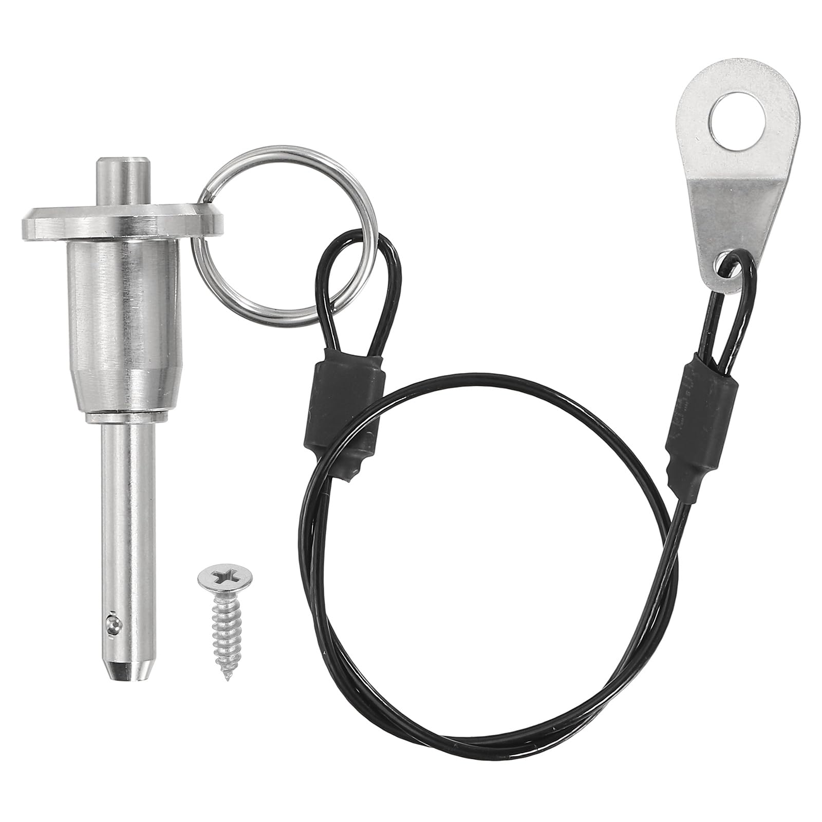 PATIKIL 1/4"(6mm) Diameter 304 Stainless Steel Quick Release Pin, Usable Length 0.8"(20mm) Push-Button Ball Locking Pin Ring Handle with 25cm Lanyard Cable M5 Screw, Silver