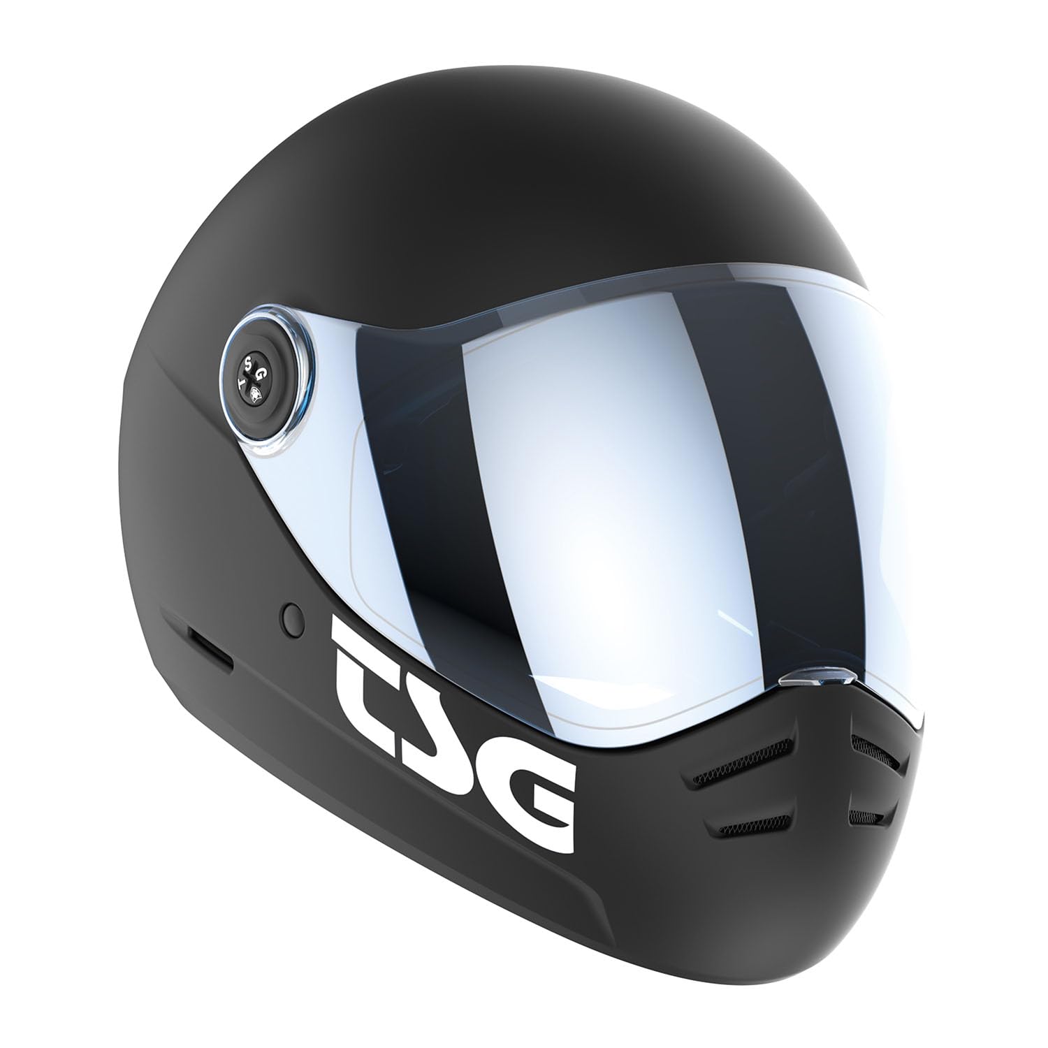 TSG - Pass 2.0 Full-face Premium Helmet w/Two Visors | Downhill Skateboarding, E-Skating, E-Onewheeling, Longboarding | Nose Ports, Air Flow Channels, Ear Slots, Adjustable Pads, Satin Black, Medium