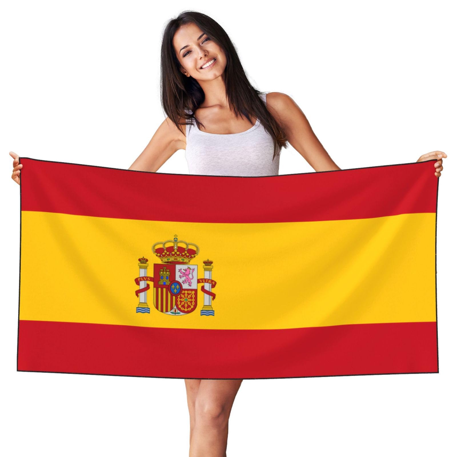 Phayah Black Spanish Flag Beach Towel 55"X 27.5" Sandproof Lightweight Compact Pool Towels For Travel Swimming Yoga