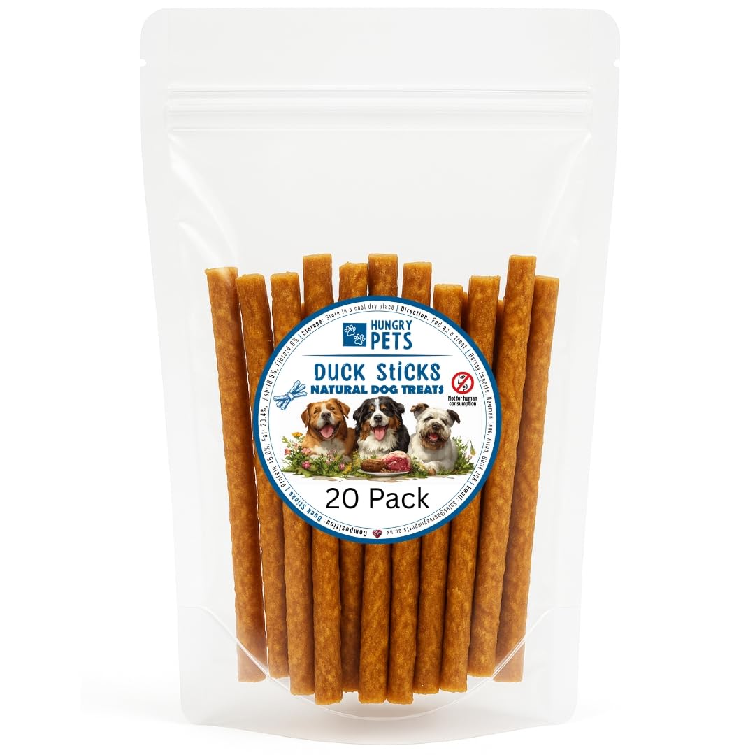 Premium Natural Dog Sticks 20 Pack - 100% Meat (20 Pack, Duck)