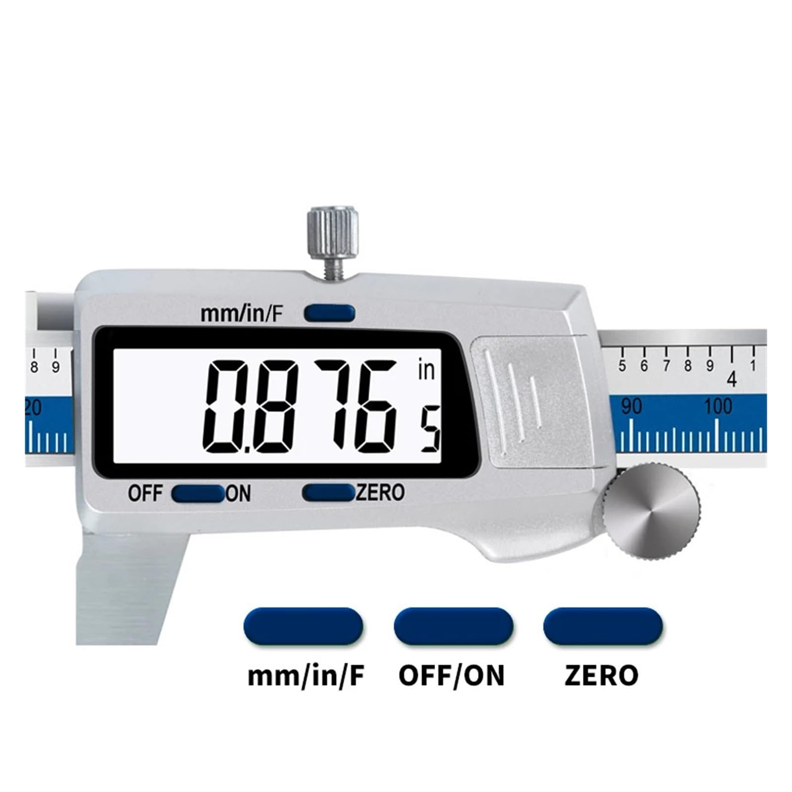 Calibrador digital de 150 mm y 6 pulgadas Calibrador de acero inoxidable Pantalla electrónica Vernier de fracción/mm/pulgadas