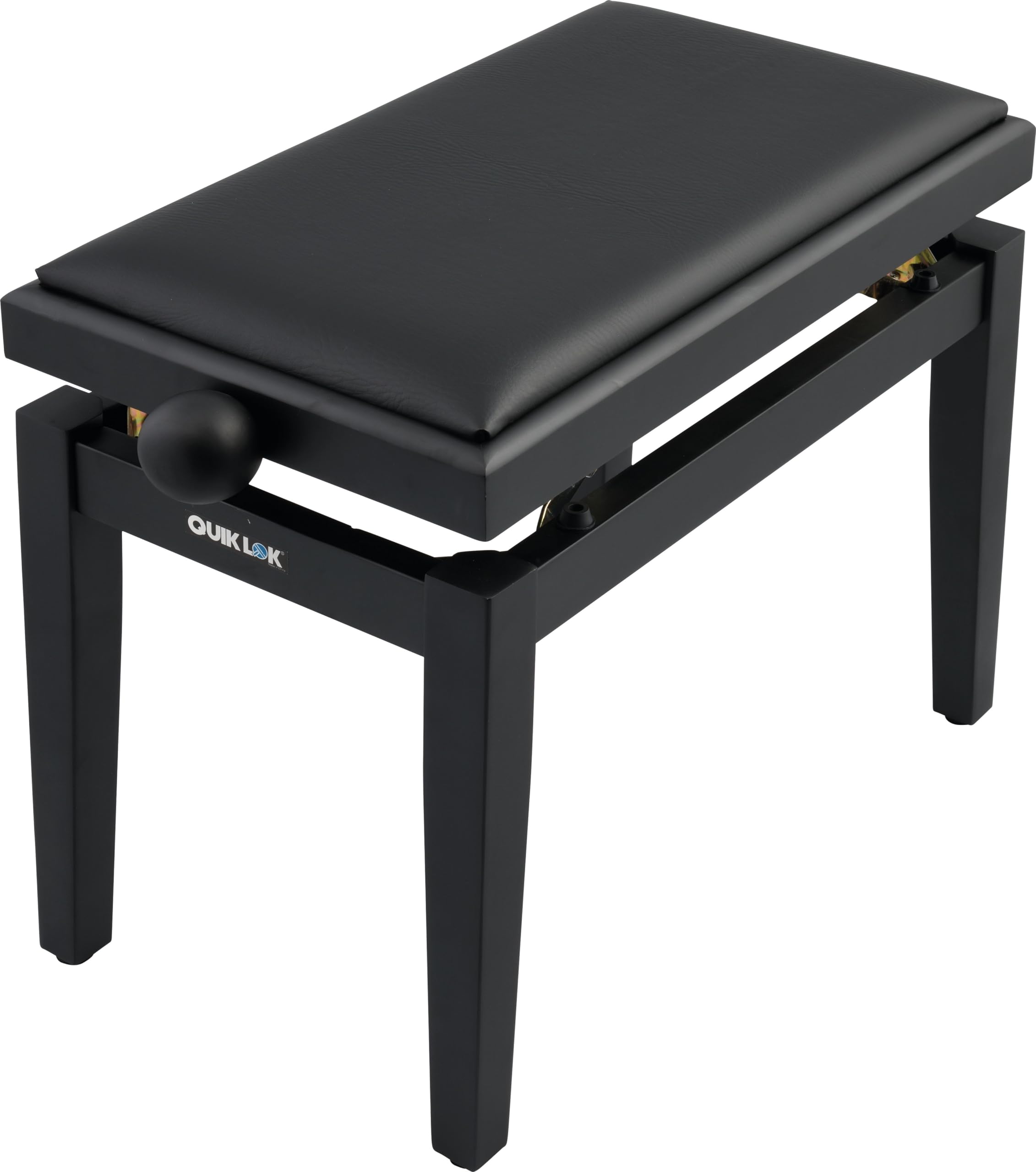 QUIK LOK - PB/100 BK S Klavierbank aus Holz, Schwarzer Sky-Sitz, Robuster Bezug, Höhenverstellbar 48–57 cm, Version in Satin-Schwarz-Finish