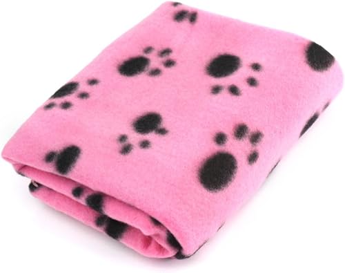 Miniatura 2 de Manta suave para mascotas, perro, gato, cachorro, gatito, tapete de cama cálido para perros, cojín con estampado de patas (rosa)