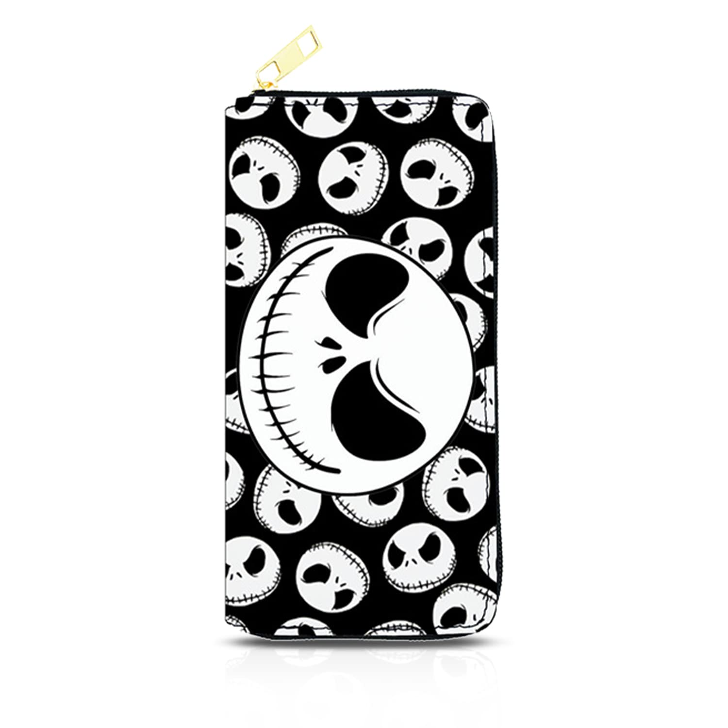 Nightmare Before Christmas PU Leather Zipper Long Wallets Jack Sally Travel Coin Purse Holder for Women Girls(COIN-Jack B)