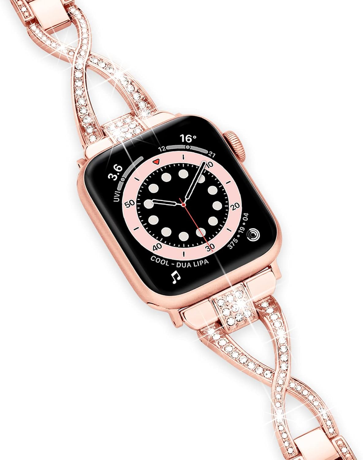 wipalor Dressy X Band for Apple Watch Bands 46mm 44mm 45mm 49mm 42mm for Women, Bling Metal Bracelet iWatch Bands for women, Designer Bands for Apple Watch Series 10 9 SE 8 7 6 5 4 3 Ultra-Rose Gold