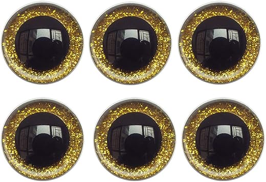 Teensery 50 Pcs 12mm Glitter Plastic Safety Eyes Premium Half Round Eyes Gold