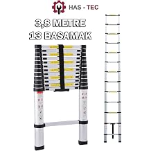Teleskopik Merdiven 3,8 Metre 13 Basamakl  Al minyum D z Uzayan