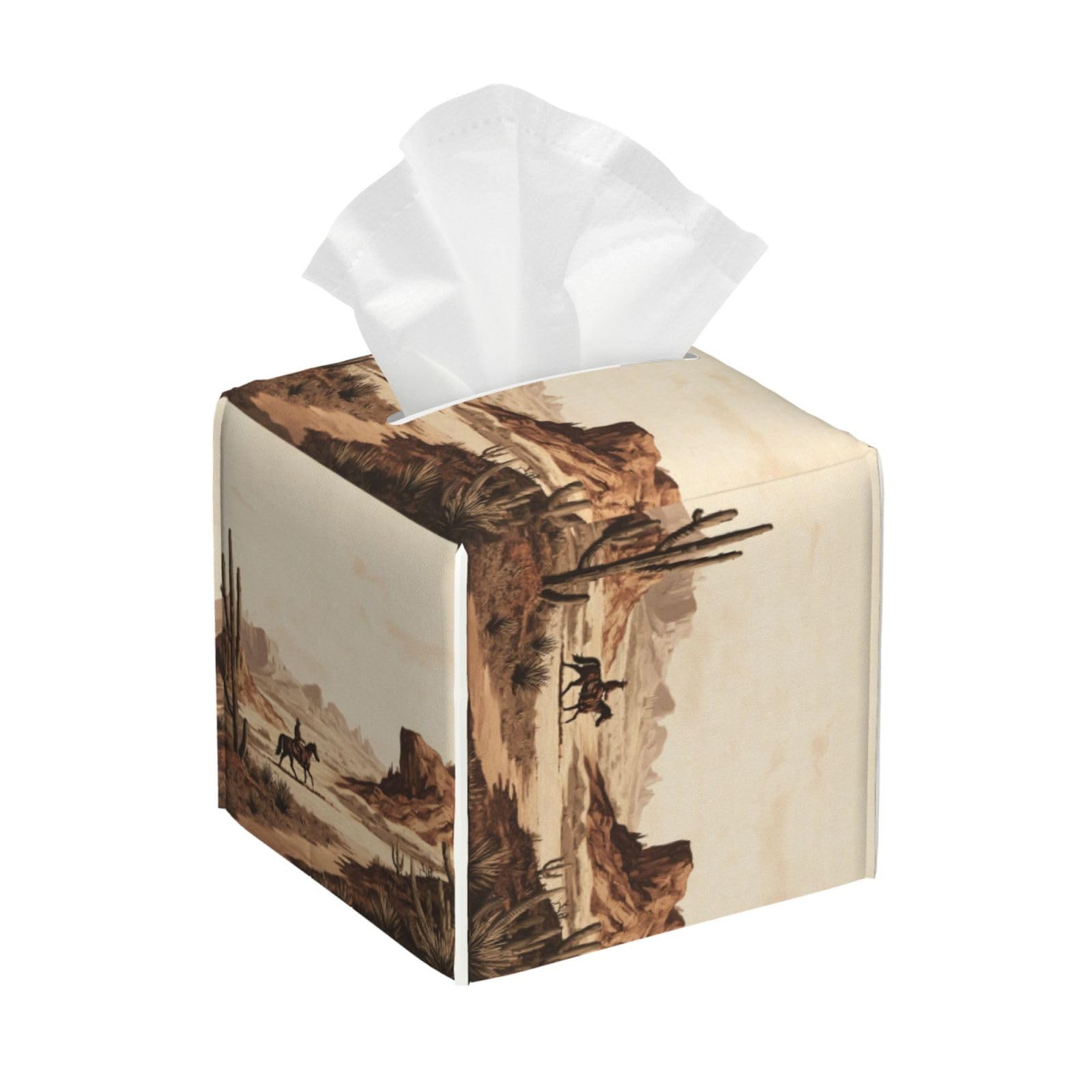West Desert Cactus Tissue Box Cover Square Cube Boxes