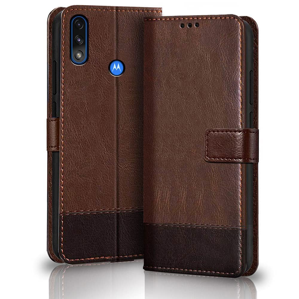 TheGiftKart Motorola Moto E7 Power Flip Back Cover Case | Dual-Color Leather Finish | Inbuilt Stand & Pockets | Wallet Style Flip Back Case Cover for Motorola Moto E7 Power (Brown & Coffee) (B09TKFVWPY) Amazon Price History, Amazon Price Tracker