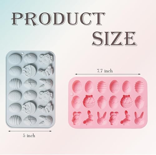 Miniatura 2 de Juego de 2 moldes de silicona para chocolate de Pascua  36 cavidades de conejo, huevo, cabeza de conejo, formas de cesta, moldes antiadherentes de