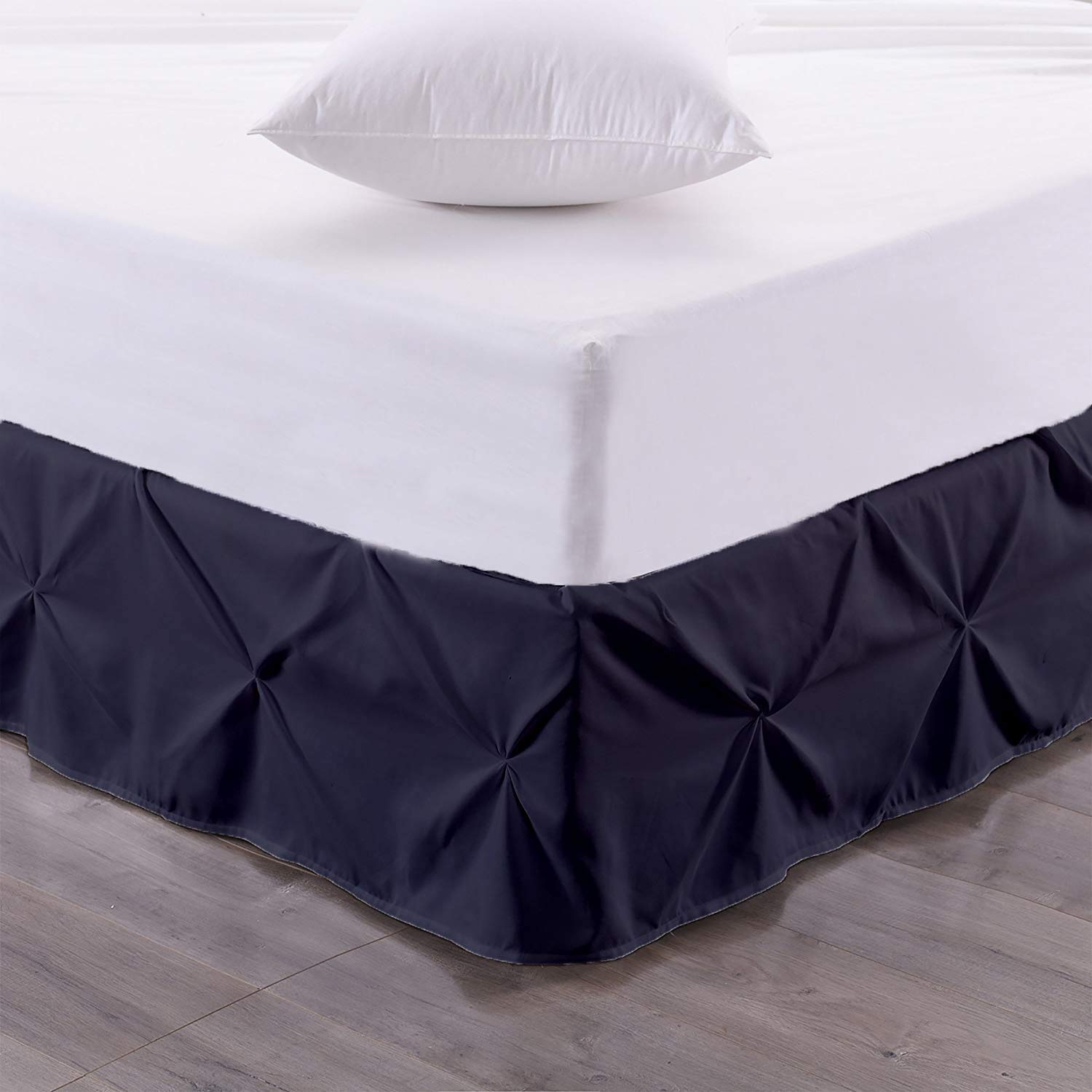 Italian Finish Long Staple 100% Egyptian Cotton 650 Thread Count Pinch Pleated Bed Skirt Pintuck Bed Skirt 27" Inch Drop Length Size Queen Black-picture-15