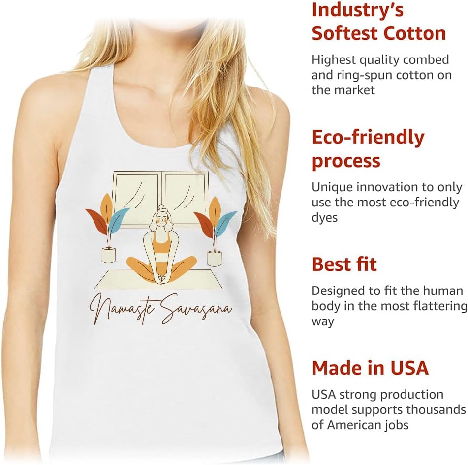 Namaste Women's Racerback Tank - Cool Design Tank Top - Illustration Workout Tank