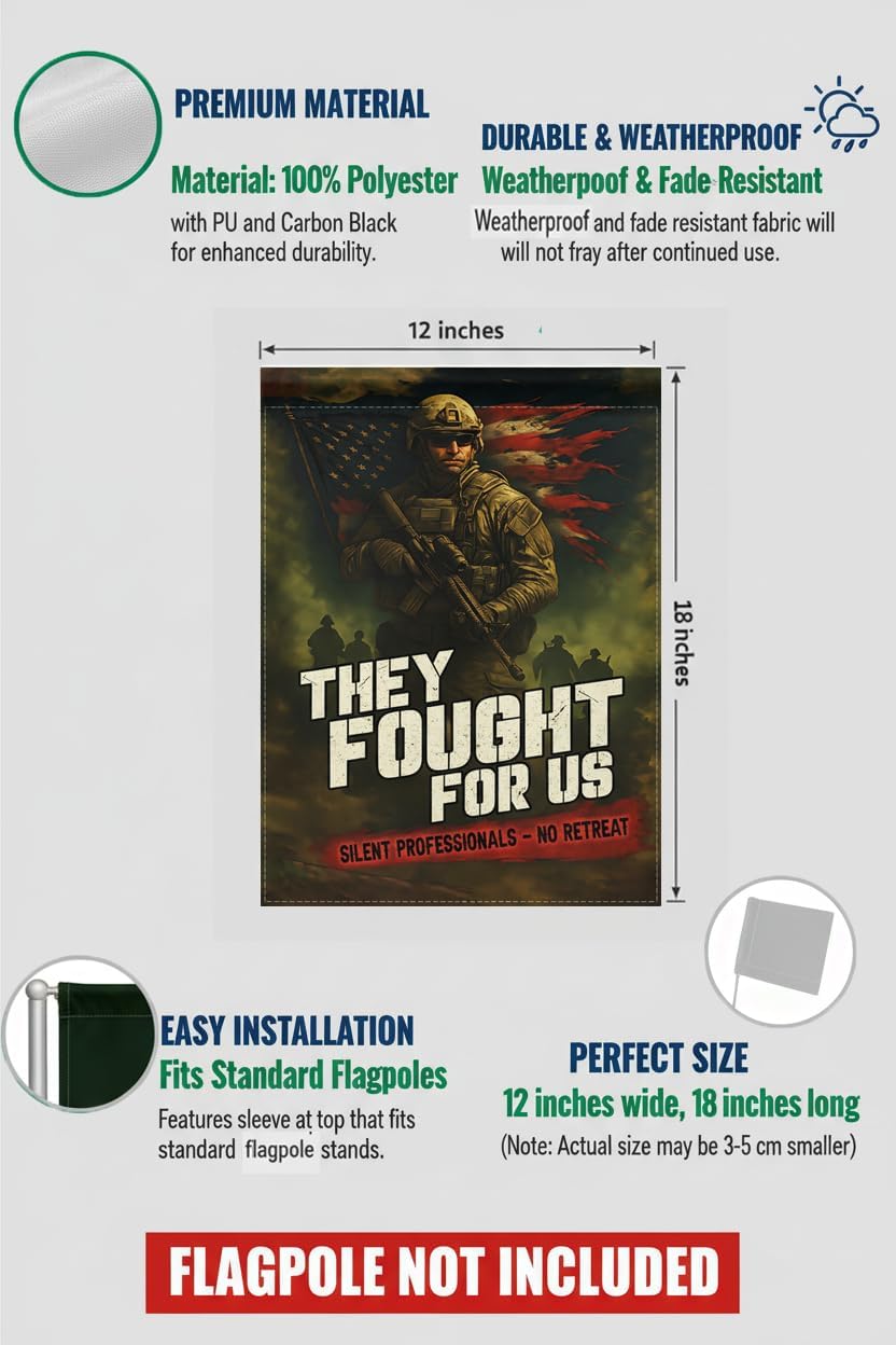 Soldier Army Veteran garden flag 12x18 In Doublesided Military Tribute Display for Memorial Day, Veterans Day, Armed Forces Day, Independence Day, Outdoor Yard Decoration - Image 2