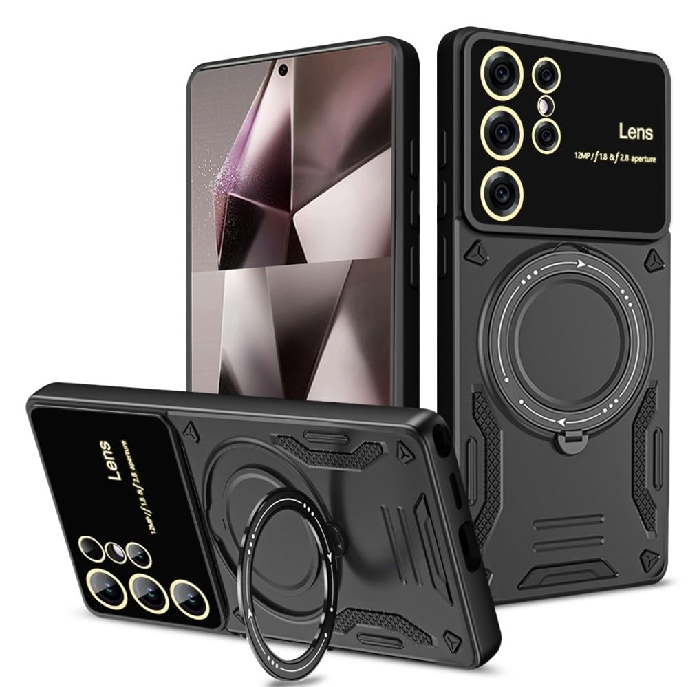 Coque rigide Samsung S22 Plus silicone noir avec béquille rotative - 7