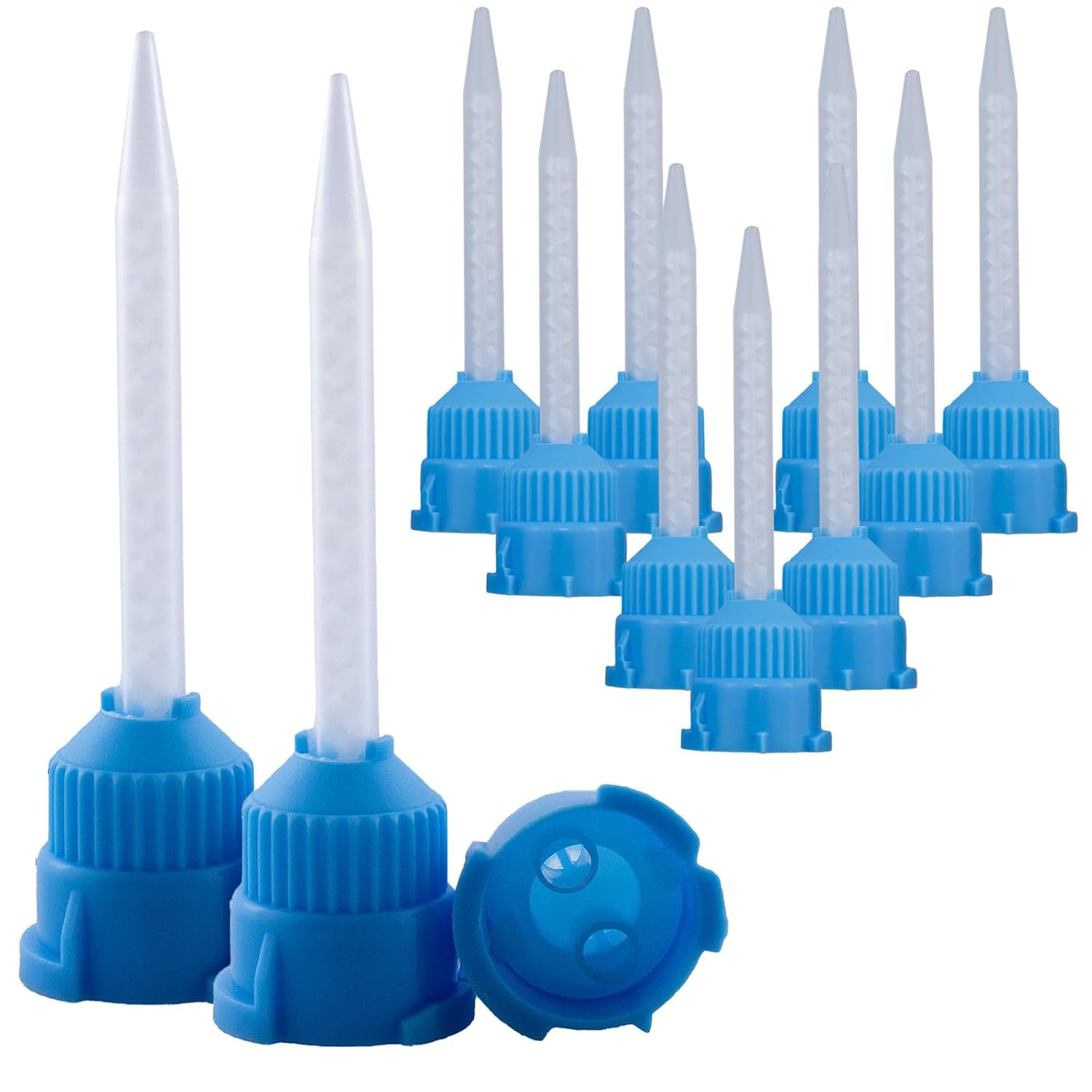 100 Pcs Impression Tips Blue/White | Tips for Temporary Crowns & Bridge Material Mix