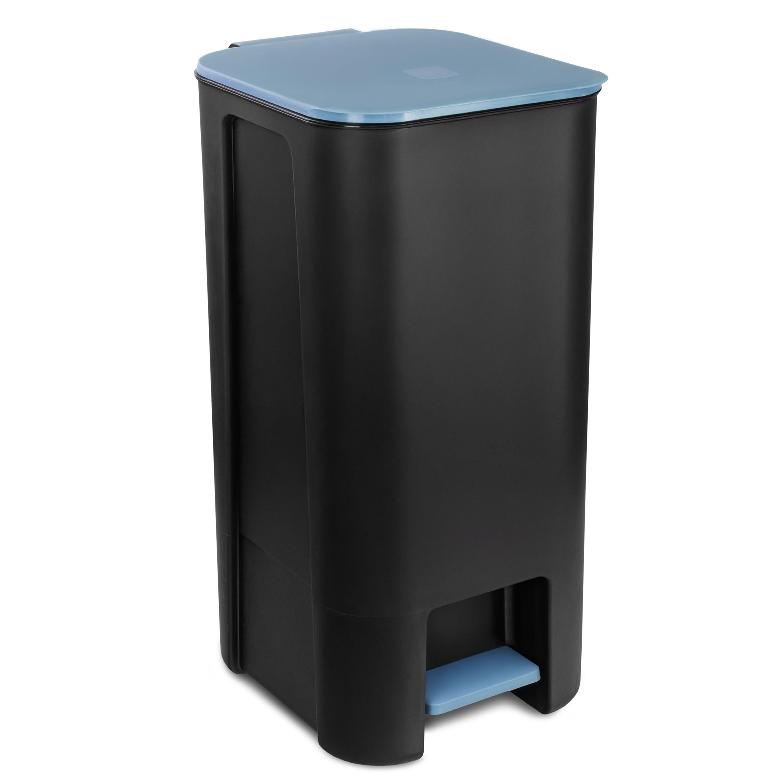 Treteimer Set 3x 40L, Tretmülleimer mit Pedal, Gelb, Grün, Blau Mülleimer, Mülltrennsystem für Papier, Kunststoff und Glas, Küchenmülleimer Recycling, mit Farbdeckel, Küche