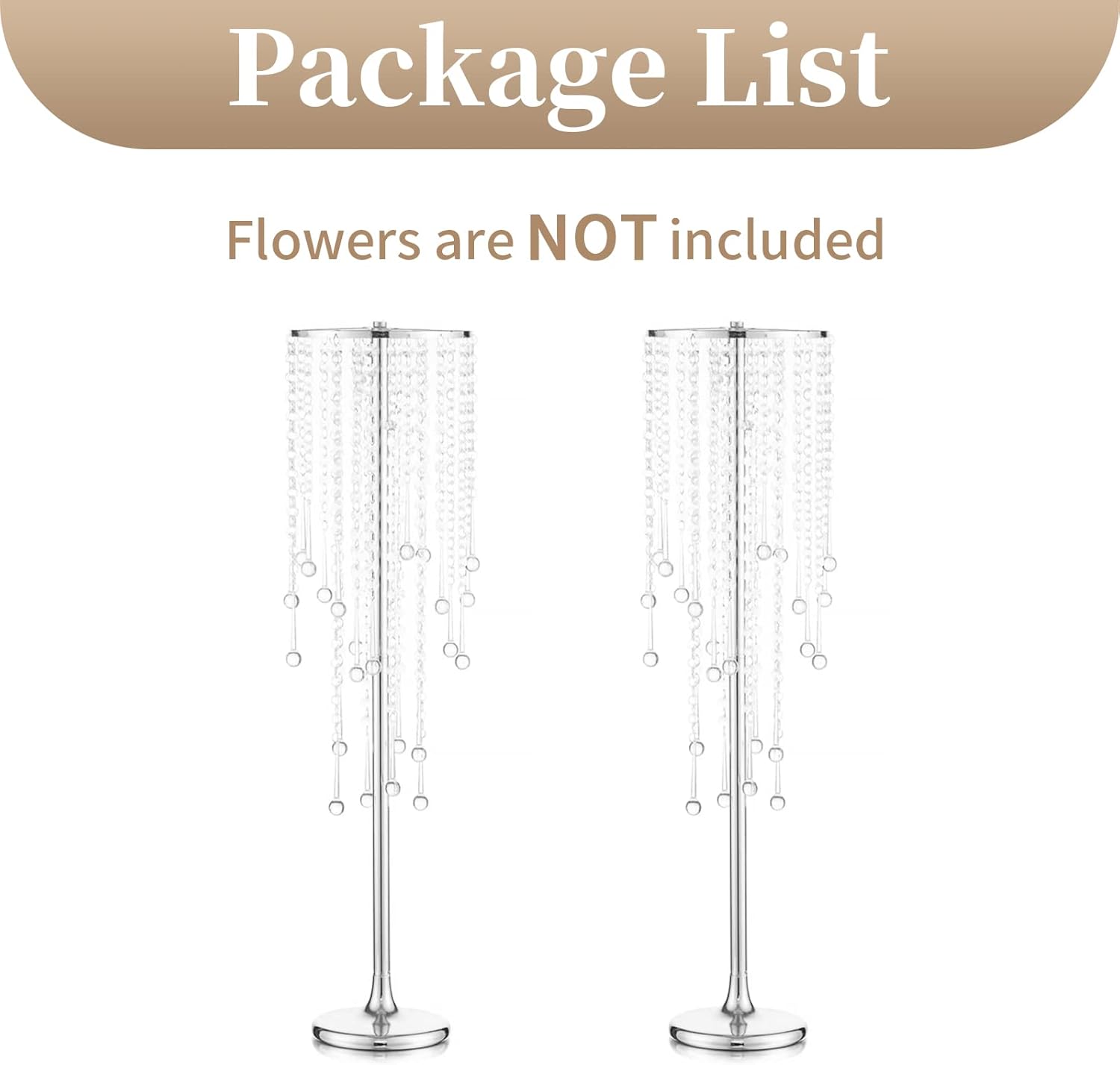 Sziqiqi Silver Tall Vases for Wedding Centerpiece - 29.5in Metal Flower Crystal Centerpieces Stand with Crystal Beads for Event Party Reception Center Piece Floral Arrangements