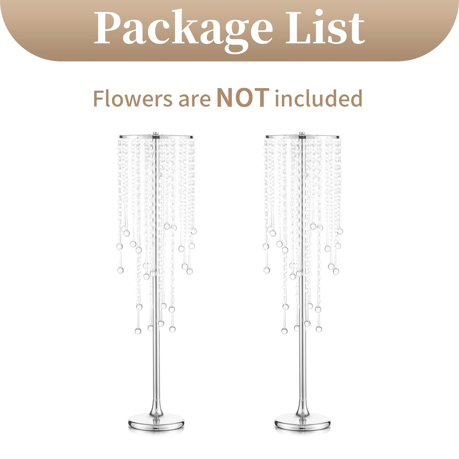 Sziqiqi Silver Tall Vases for Wedding Centerpiece - 29.5in Metal Flower Crystal Centerpieces Stand with Crystal Beads for Event Party Reception Center Piece Floral Arrangements