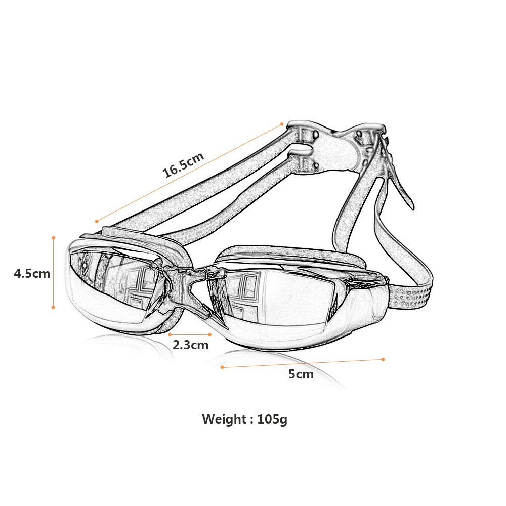 YzoTek Unisex Swimming Goggles - UV 400 Mirrored Swim Glasses, Anti Fog No Leaking Wide View Pool Eyeglass for Men Women - Image 3