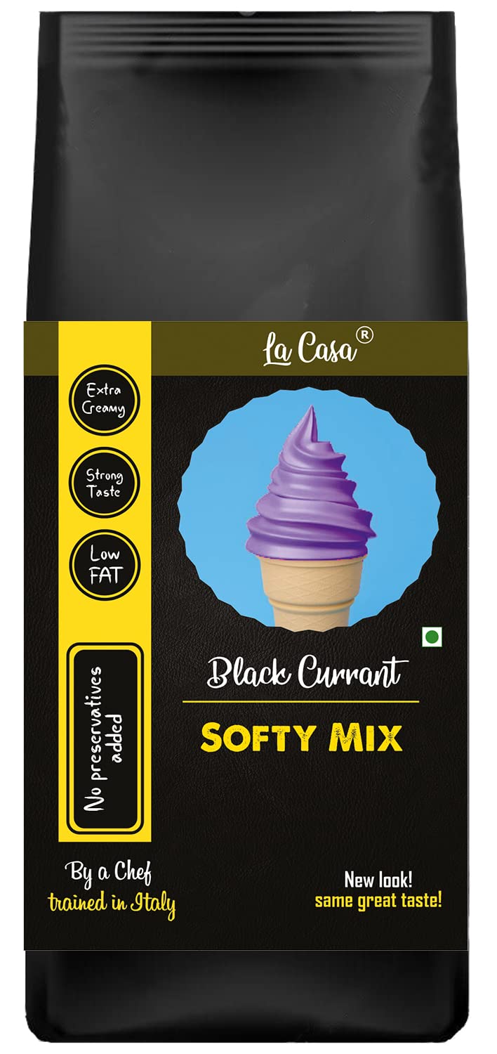 La Casa Soft Serve or Softy Premix - Black Currant | Extra Creamy & Strong Flavor | Simply add Milk to prepare Soft Serves | 250g |