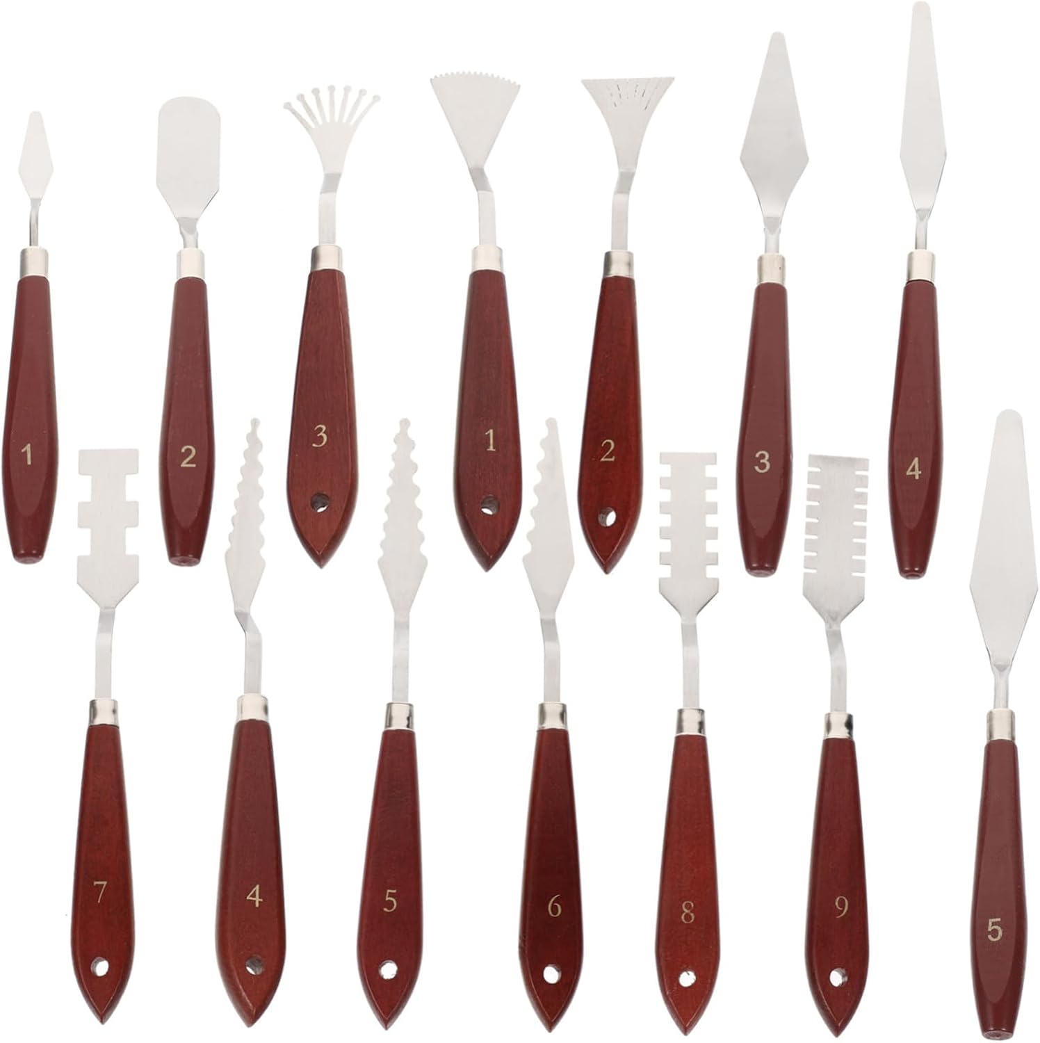 14pcs Oil Painting Spatula Set with Wood Handle and Stainless Steel