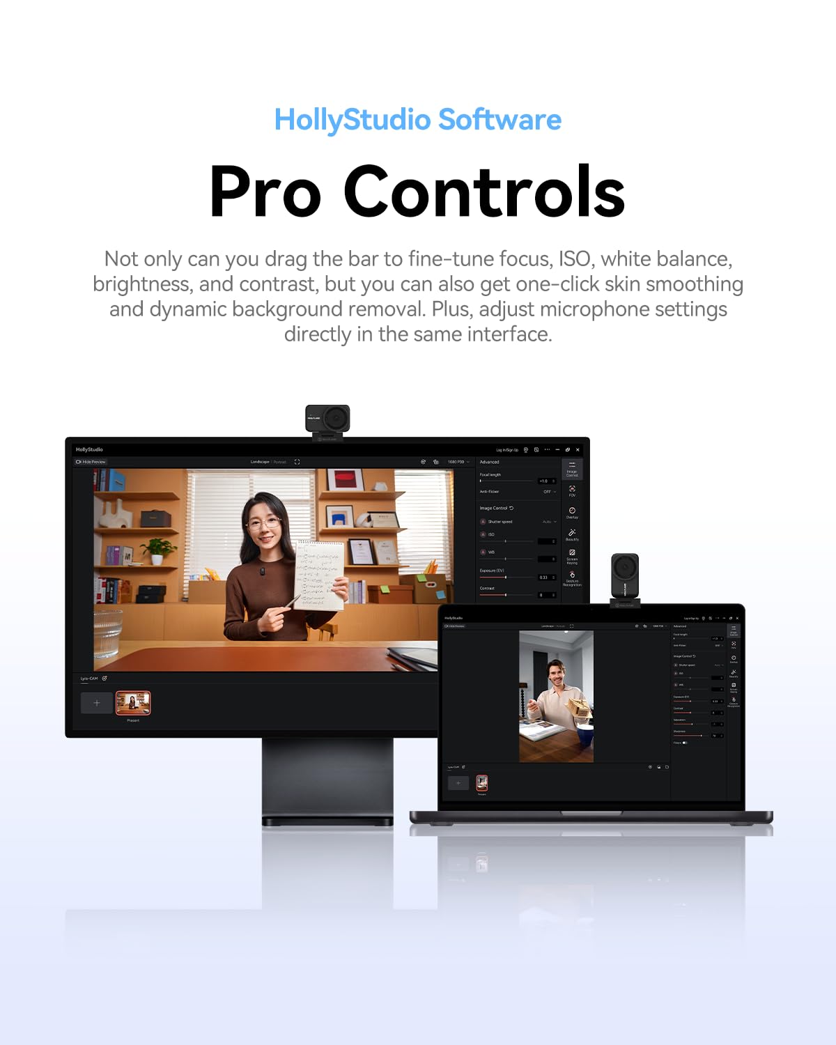 Hollyland Lyra Webcam UHD 4K Webcam for PC, 1/1.5" Sensor, Auto Framing, PDAF, HDR, Control for Live Streaming, Video Calls, Gaming, Works with Zoom, Teams, Twitch & More(with Mic