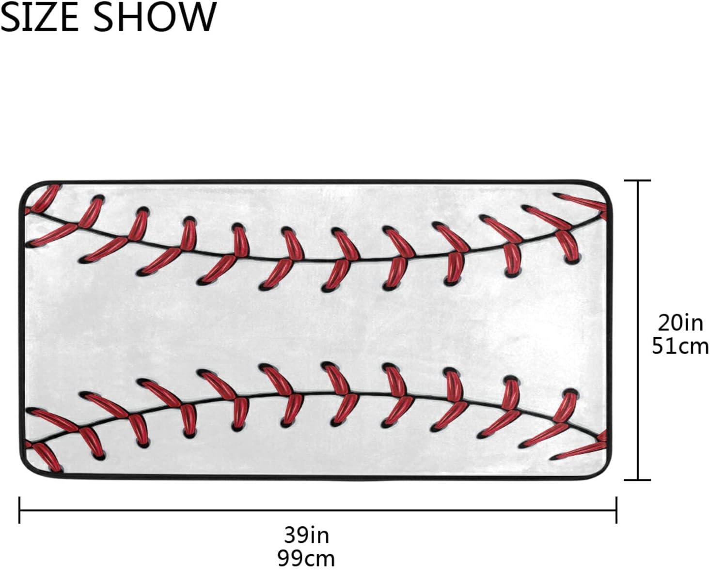 Naanle Sport Baseball Kitchen Floor Mat Baseball Non Slip Absorbent Comfort Standing Mat Kitchen Runner Rug for Hallway Entryway Bathroom Living Room Bedroom 39 x 20 inches