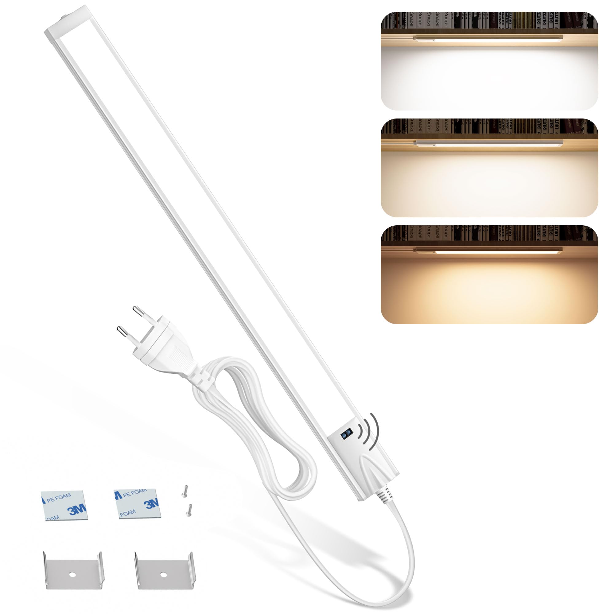 LED Schrankbeleuchtung Küche 41cm, 3000K 4000K 6500K Dimmbar Unterbauleuchte mit Berührungsloser Sensor, Unterbauleiste Ultradünnes für Küche, Schlafzimmer, Badezimmer, Flur, Treppe, Schreibtisch