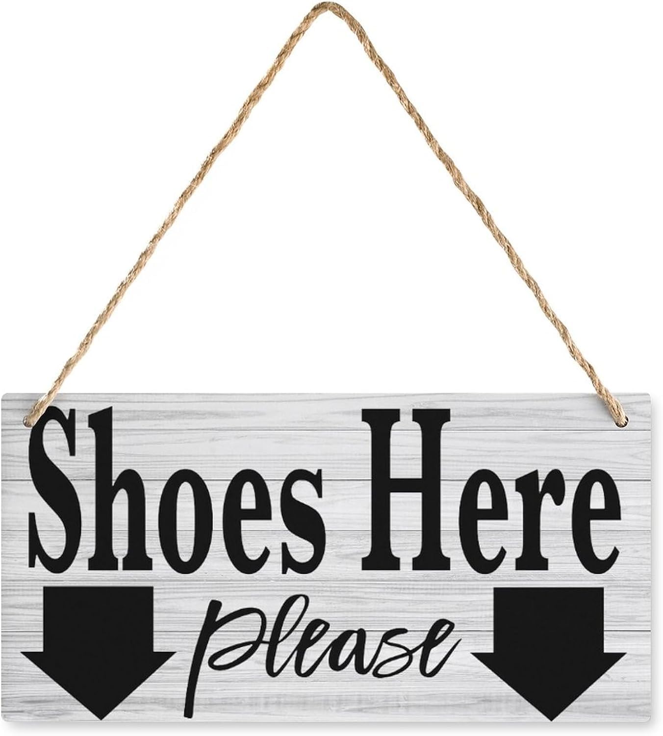 Pibonto Women's Wall Art 5X10 Inch Decor Wooden Sign Shoes Here Please Sign With Arrows Pointing To Shoe Bin Rack Wall Decor Farmhouse Wood Hanging Wall Plque Decorative For Bathroom Gift For Home