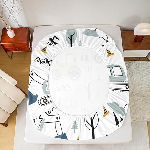 Miniatura 3 de Juego de sábanas de construcción de coches de dibujos animados para niños, juego de sábanas de construcción, equipo de decoración, camiones, juego