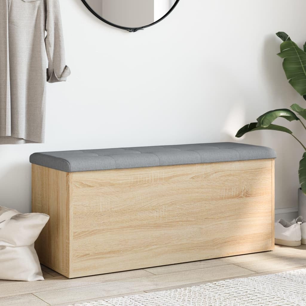 Banco con almacenaje Madera ingeniería Roble Sonoma 102x42x45cm