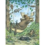 Bits and Pieces - 300 Large Piece Jigsaw Puzzle for Adults - Take It Easy - 300 pc Moose in a Hammock Jigsaw by Artist Jeffrey Severn