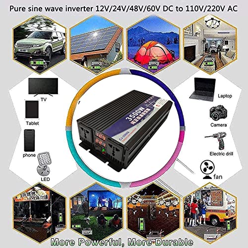 3500/4000/5000 W Inversor Senoidal Puro, Dc 12v/24v/48v/60v/72v a 110v/220v Ac Inversor Para Carro,