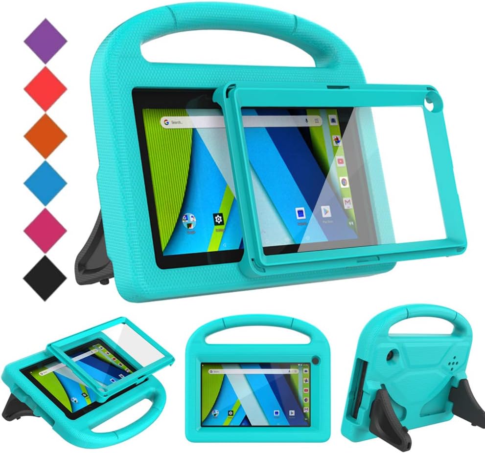 BMOUO Kids Case for RCA Voyager 7 Tablet, RCA Voyager 7 inch Tablet Case with Screen Protector, Shockproof Light Weight Stand Kids Case for RCA Voyager I II III 7 inch Tablet, Turquoise