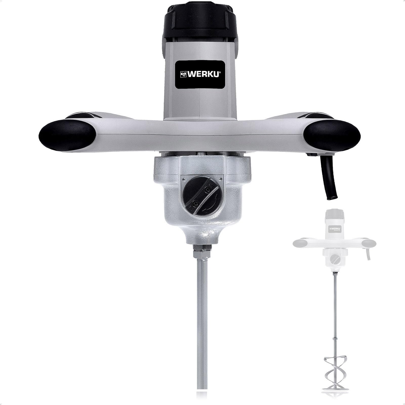 Werku WK403790, Mezclador Pintura-Mortero, Calidad Profesional, Mezclado 125 Kg, Potencia 2000 W, Incluye Varilla Mezcladora