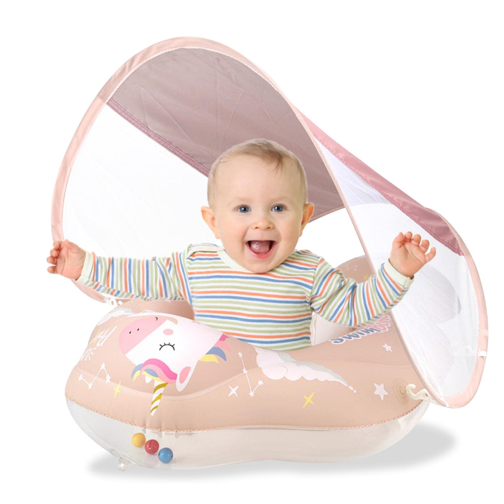 Auniq Bouée Bébé Avec Auvent – Siège Piscine Gonflable Pour 6-36 Mois, Double Sécurité, Pompe Et Sac Inclus
