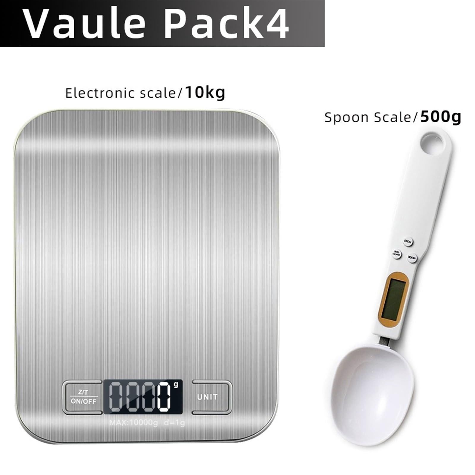 Báscula De Cocina Pesaje Digital Multifunción Acero Inoxidable Con Pantalla LCD Básculas Electrónicas Medición Medición Precisa Esfuerzo(Value Pack 4)