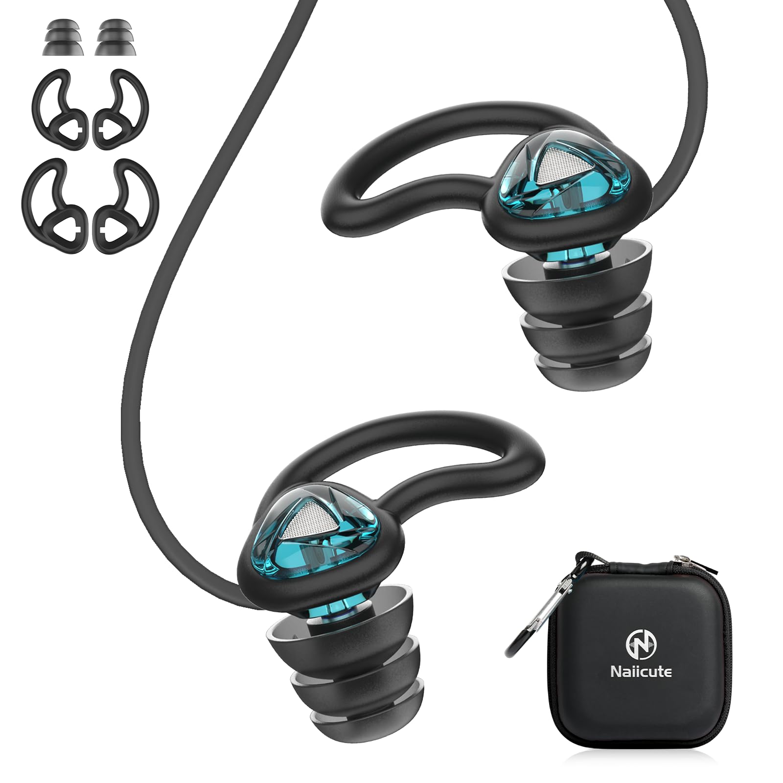 Tapones para los oídos de silicona reutilizables para nadar con cordón adultos jóvenes